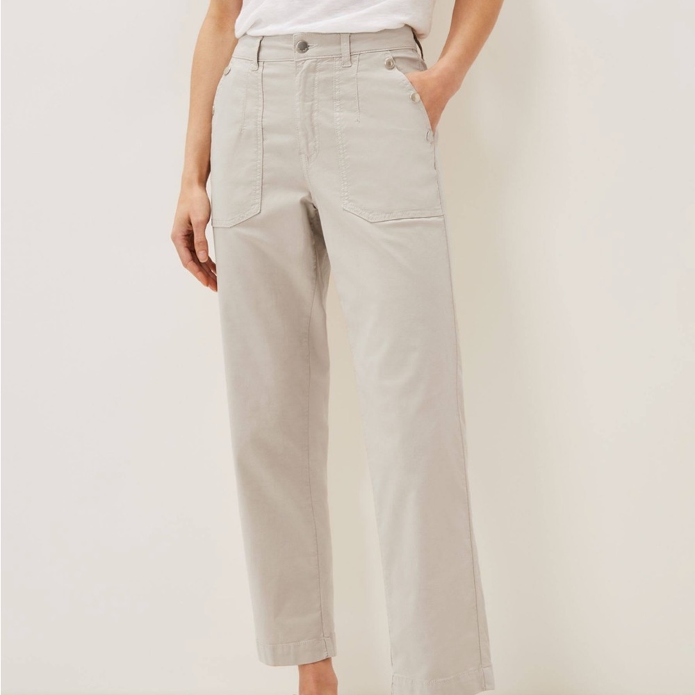 RALPH LAUREN cotton beige pants cream cropped tan